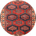 Round Traditional Dark Almond Brown Persian Rug, tr2828