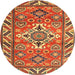 Round Traditional Gold Geometric Rug, tr282