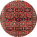 Round Traditional Dark Gold Brown Persian Rug, tr2831