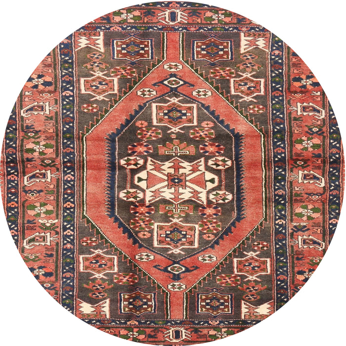 Round Traditional Orange Salmon Pink Persian Rug, tr2833