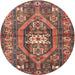 Round Traditional Orange Salmon Pink Persian Rug, tr2833