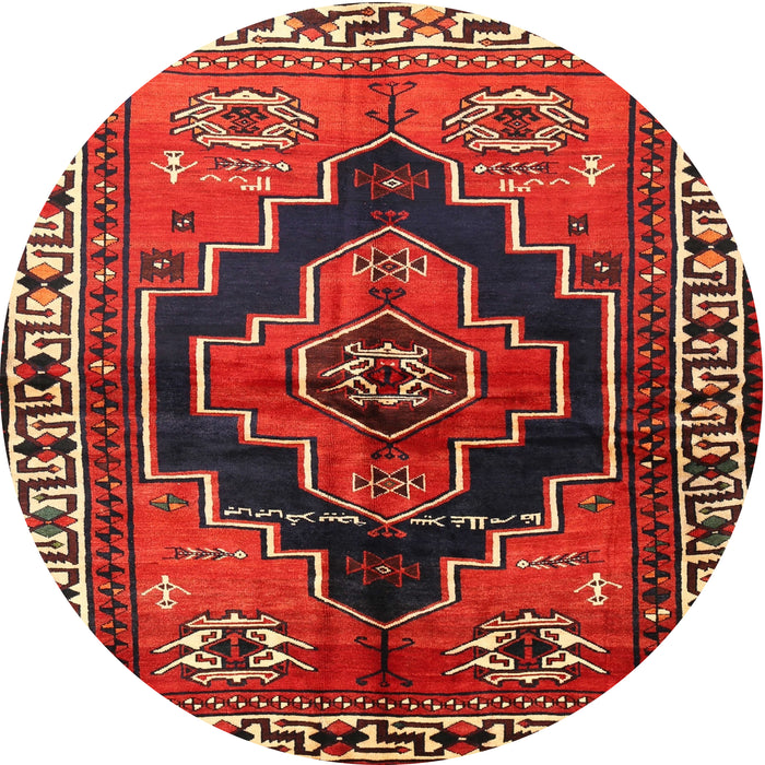 Round Traditional Dark Gold Brown Persian Rug, tr2835