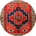 Round Traditional Dark Gold Brown Persian Rug, tr2835