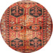 Round Traditional Orange Persian Rug, tr2836