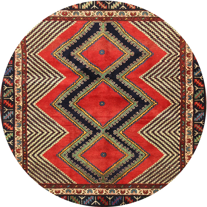 Round Traditional Dark Gold Brown Persian Rug, tr2837