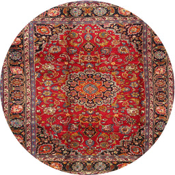 Square Machine Washable Traditional Tomato Red Rug, wshtr2840