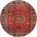 Square Machine Washable Traditional Tomato Red Rug, wshtr2840