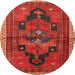 Square Machine Washable Traditional Red Rug, wshtr2842