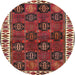 Round Traditional Orange Salmon Pink Persian Rug, tr2846