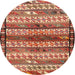 Round Traditional Sand Brown Southwestern Rug, tr2849