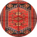 Round Traditional Sienna Brown Persian Rug, tr2850