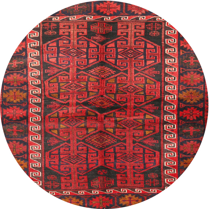 Round Traditional Chestnut Brown Persian Rug, tr2852