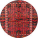 Round Traditional Chestnut Brown Persian Rug, tr2852