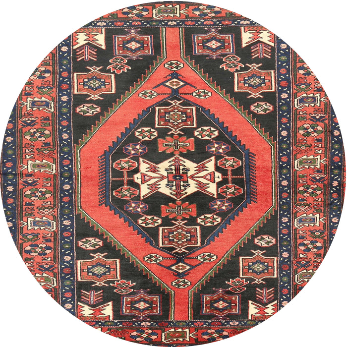Round Traditional Dark Almond Brown Persian Rug, tr2853