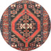 Round Traditional Dark Almond Brown Persian Rug, tr2853