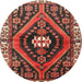 Round Traditional Saffron Red Persian Rug, tr2855