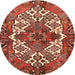 Round Traditional Red Persian Rug, tr2857