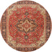 Round Traditional Sand Brown Persian Rug, tr2858