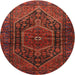 Round Traditional Chestnut Brown Persian Rug, tr2859