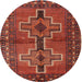 Round Traditional Red Persian Rug, tr2860