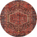 Round Traditional Rust Pink Persian Rug, tr2862