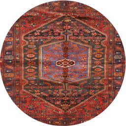 Square Machine Washable Traditional Sienna Brown Rug, wshtr2863