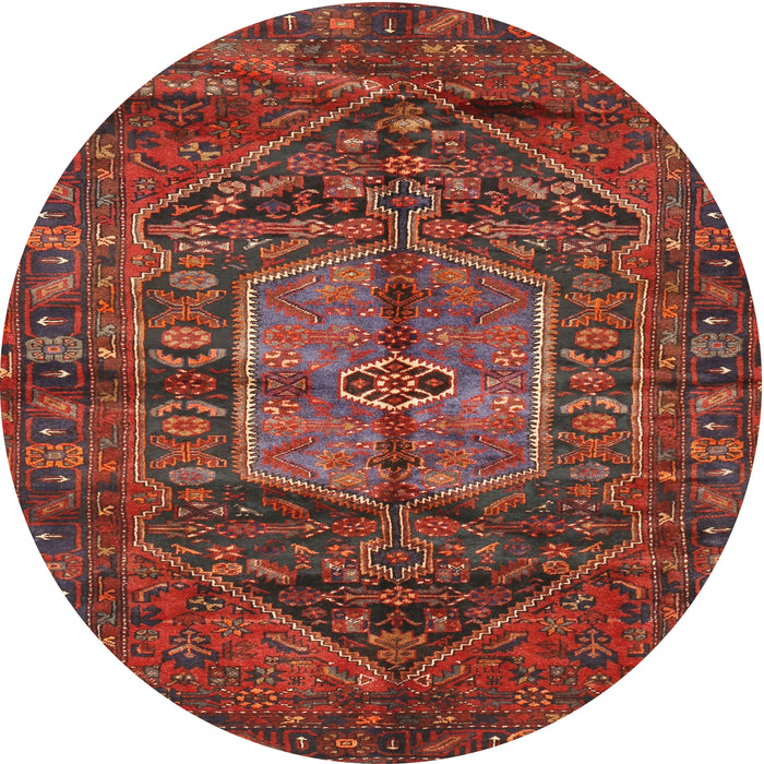 Round Traditional Sienna Brown Persian Rug, tr2863