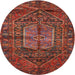 Round Traditional Sienna Brown Persian Rug, tr2863