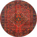 Round Traditional Chestnut Brown Persian Rug, tr2864