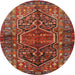 Round Traditional Red Persian Rug, tr2865