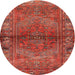 Round Traditional Red Persian Rug, tr2867