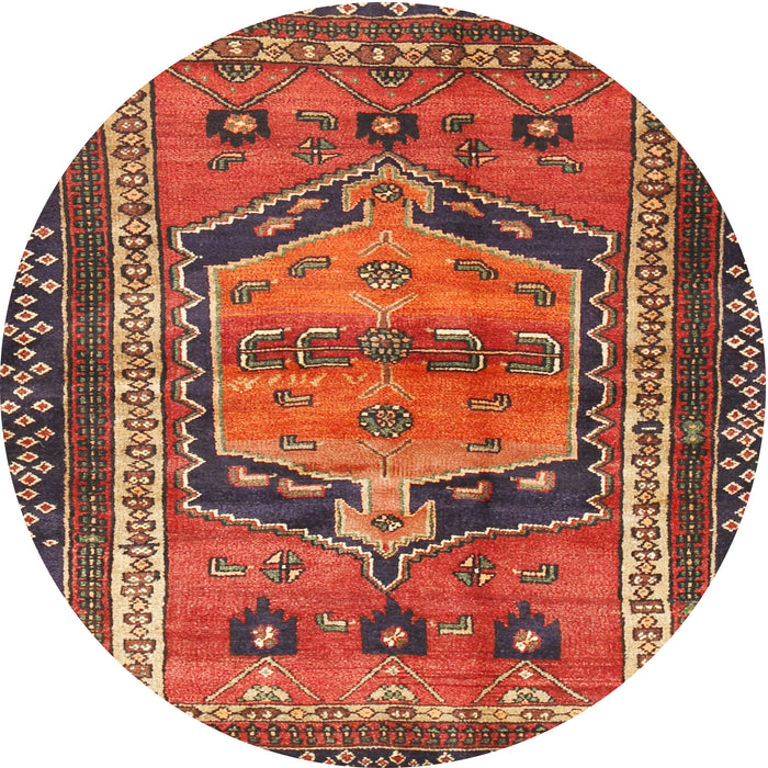 Square Machine Washable Traditional Orange Brown Rug, wshtr2868