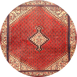 Round Traditional Red Medallion Rug, tr2869
