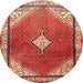 Round Traditional Red Medallion Rug, tr2869