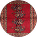 Round Traditional Sienna Brown Persian Rug, tr286