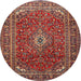 Round Traditional Orange Salmon Pink Persian Rug, tr2872