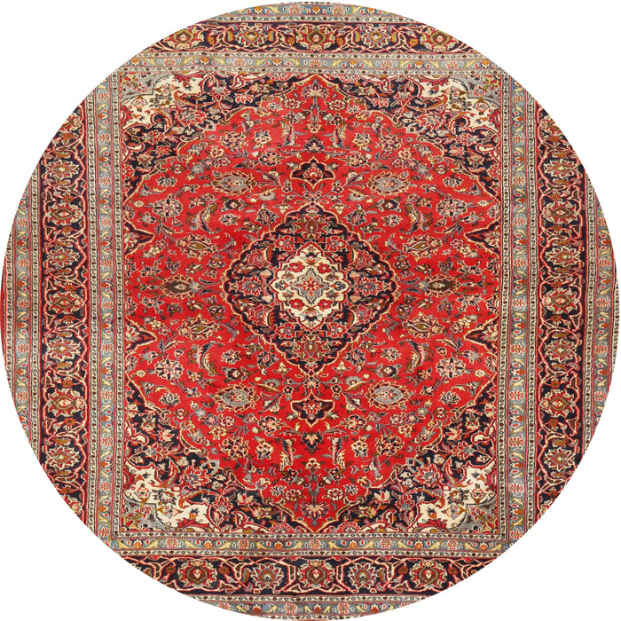 Round Traditional Light Copper Gold Medallion Rug, tr2874