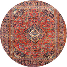 Square Machine Washable Traditional Orange Salmon Pink Rug, wshtr2875