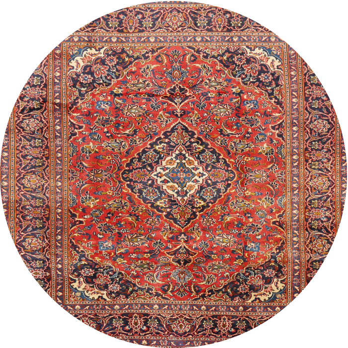 Square Machine Washable Traditional Orange Salmon Pink Rug, wshtr2875