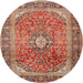 Square Machine Washable Traditional Fire Brick Red Rug, wshtr2876