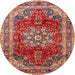 Round Traditional Light Copper Gold Persian Rug, tr2877