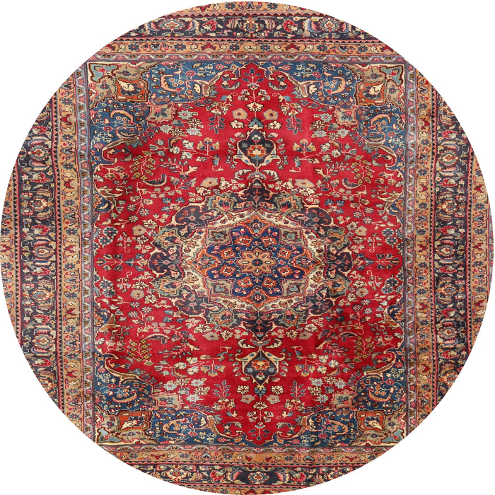 Round Traditional Light Copper Gold Medallion Rug, tr2878