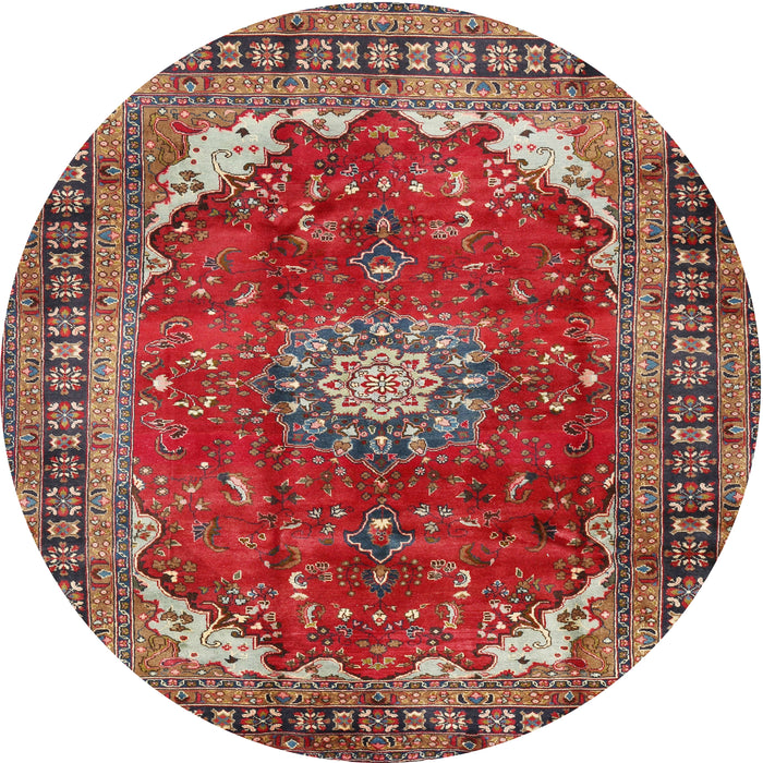 Round Traditional Orange Salmon Pink Medallion Rug, tr2879