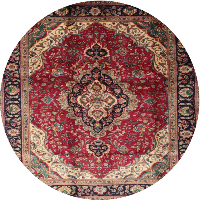 Square Machine Washable Traditional Saffron Red Rug, wshtr287