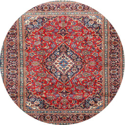 Round Traditional Camel Brown Medallion Rug, tr2880