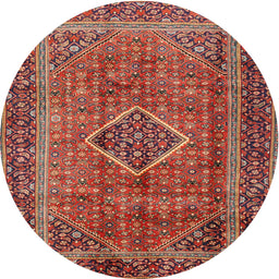 Square Machine Washable Traditional Orange Brown Rug, wshtr2881