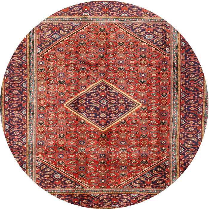 Square Machine Washable Traditional Orange Brown Rug, wshtr2881