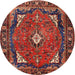 Round Traditional Red Persian Rug, tr2882