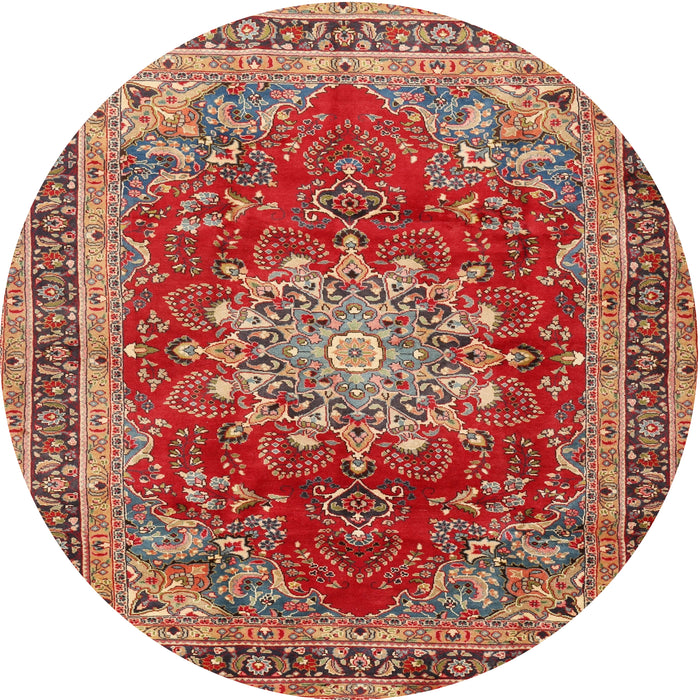 Round Traditional Sand Brown Medallion Rug, tr2883