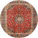 Square Machine Washable Traditional Tomato Red Rug, wshtr2885